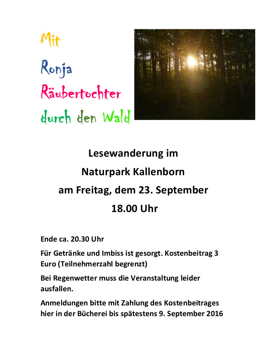 Herbst-Lesewanderung am 23. September im Naturpark Kallenborn